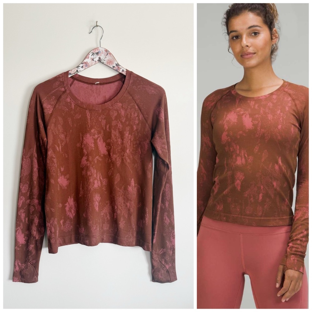 LULULEMON 10 Swiftly Tech Long Sleeve Shirt 2.0 *Race Length Shadow Bloom Brown